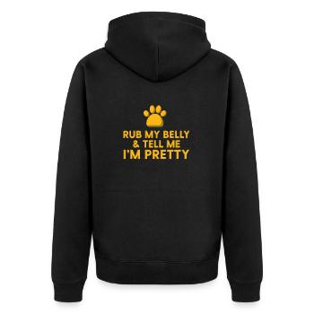 Reib meinen Bauch Sag mir, dass ich hübsch bin - Süße Hundepfoten - Unisex Premium Bio Zip Hoodie - Schwarz - Hinten - Nico (187cm)