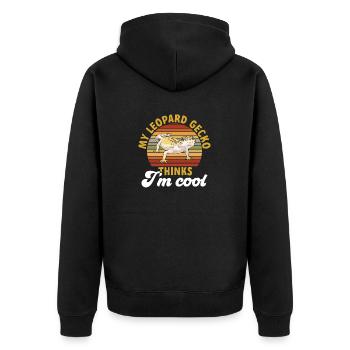 Leopardgecko Reptil Haustier Gecko - Unisex Premium Bio Zip Hoodie - Schwarz - Hinten - Nico (187cm)