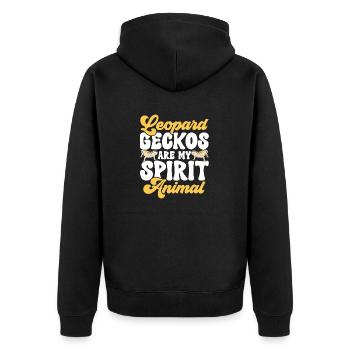 Leopardgecko Reptil Haustier Gecko - Unisex Premium Bio Zip Hoodie - Schwarz - Hinten - Nico (187cm)