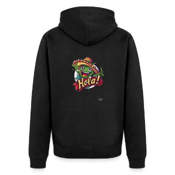 Happy plant with sombrero: ¡Hola! - Unisex Premium Organic Zip Hoodie - black - Back - Nico (187cm)