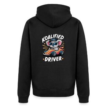 Koalifizierter Fahrer Lustiges Fahren Koala Neuer Fahrer - Unisex Premium Bio Zip Hoodie - Schwarz - Hinten - Nico (187cm)