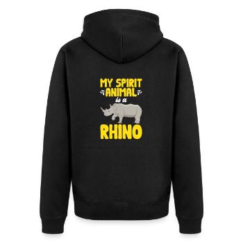Nashorn Rhino Einhorn - Unisex Premium Bio Zip Hoodie - Schwarz - Hinten - Nico (187cm)