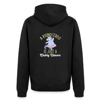 Nashorn Rhino Einhorn - Unisex Premium Bio Zip Hoodie - Schwarz - Hinten - Nico (187cm)