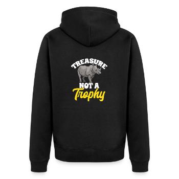Nashorn Rhino Einhorn - Unisex Premium Bio Zip Hoodie - Schwarz - Hinten - Nico (187cm)