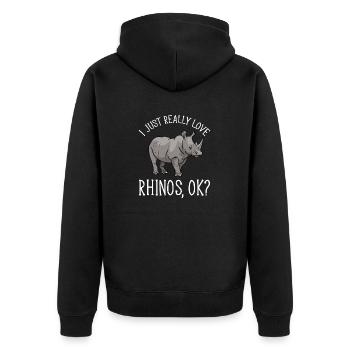 Nashorn Rhino Einhorn - Unisex Premium Bio Zip Hoodie - Schwarz - Hinten - Nico (187cm)