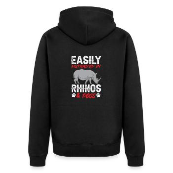 Nashorn Rhino Einhorn - Unisex Premium Bio Zip Hoodie - Schwarz - Hinten - Nico (187cm)