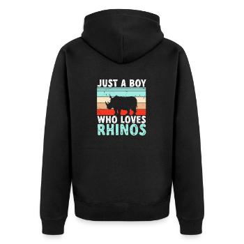 Nashorn Rhino Einhorn - Unisex Premium Bio Zip Hoodie - Schwarz - Hinten - Nico (187cm)