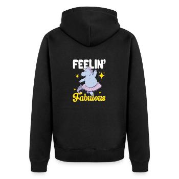 Nashorn Rhino Einhorn - Unisex Premium Bio Zip Hoodie - Schwarz - Hinten - Nico (187cm)