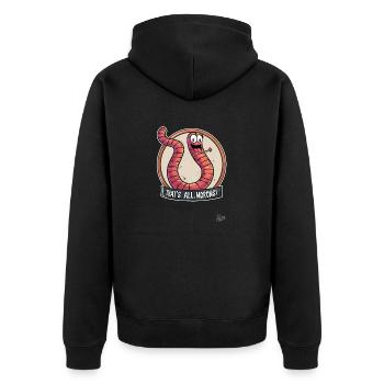 Lustiger, frecher, Wurm: Das wars, ihr Trottel - Unisex Premium Bio Zip Hoodie - Schwarz - Hinten - Nico (187cm)