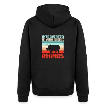 Nashorn Rhino Einhorn - Unisex Premium Bio Zip Hoodie - Schwarz - Hinten - Nico (187cm)