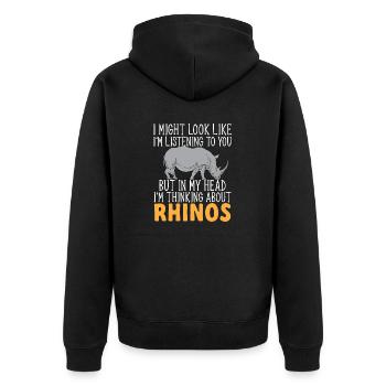 Nashorn Rhino Einhorn - Unisex Premium Bio Zip Hoodie - Schwarz - Hinten - Nico (187cm)