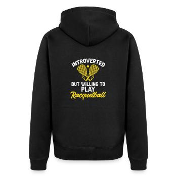 Racquetball Spieler Racquetball - Unisex Premium Bio Zip Hoodie - Schwarz - Hinten - Nico (187cm)