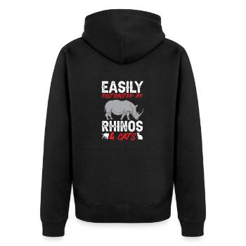Nashorn Rhino Einhorn - Unisex Premium Bio Zip Hoodie - Schwarz - Hinten - Nico (187cm)