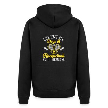 Racquetball Spieler Racquetball - Unisex Premium Bio Zip Hoodie - Schwarz - Hinten - Nico (187cm)