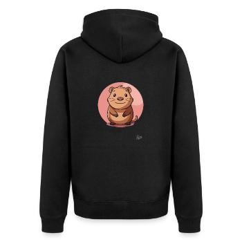 Niedlicher und fröhlicher bescheidener Hamster - Unisex Premium Bio Zip Hoodie - Schwarz - Hinten - Nico (187cm)
