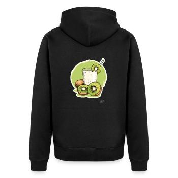 Kiwi milkshake: Drink fruit, be wild! - Unisex Premium Organic Zip Hoodie - black - Back - Nico (187cm)