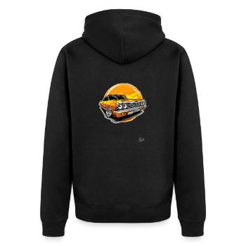 Classic Golden Oldtimer: Lowrider Style - Unisex Premium Organic Zip Hoodie - black - Back - Nico (187cm)