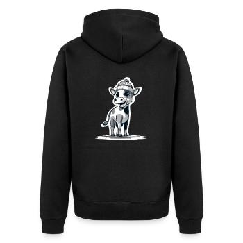 Calf with cap bk - Unisex Premium Organic Zip Hoodie - black - Back - Nico (187cm)