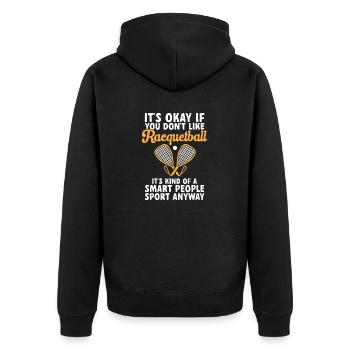 Racquetball Spieler Racquetball - Unisex Premium Bio Zip Hoodie - Schwarz - Hinten - Nico (187cm)