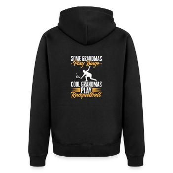 Racquetball Spieler Racquetball - Unisex Premium Bio Zip Hoodie - Schwarz - Hinten - Nico (187cm)