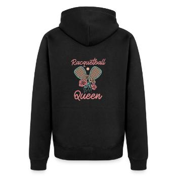 Racquetball Spieler Racquetball - Unisex Premium Bio Zip Hoodie - Schwarz - Hinten - Nico (187cm)