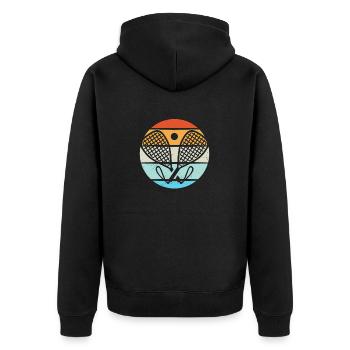 Racquetball Spieler Racquetball - Unisex Premium Bio Zip Hoodie - Schwarz - Hinten - Nico (187cm)