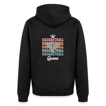Racquetball Spieler Racquetball - Unisex Premium Bio Zip Hoodie - Schwarz - Hinten - Nico (187cm)