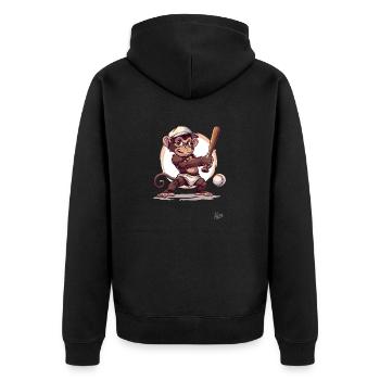 Baseball Player with Bat: Baby Monkey - Unisex Premium Organic Zip Hoodie - black - Back - Nico (187cm)