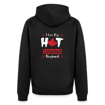 I Love My Hot Husband Canadian Maple Leaf Canada - Unisex Premium Bio Zip Hoodie - Schwarz - Hinten - Nico (187cm)