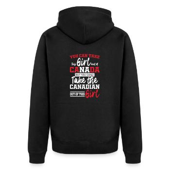 Canadian Girl Maple Leaf Canada - Unisex Premium Bio Zip Hoodie - Schwarz - Hinten - Nico (187cm)