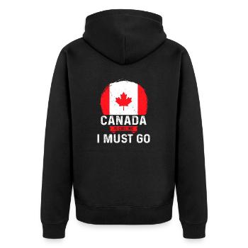 Canada Is Calling And I Must Go Canadian Flag - Unisex Premium Bio Zip Hoodie - Schwarz - Hinten - Nico (187cm)