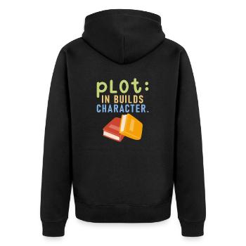 Plot It Builds Charactet Book Writing Writer - Unisex Premium Bio Zip Hoodie - Schwarz - Hinten - Nico (187cm)