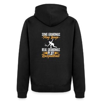 Racquetball Spieler Racquetball - Unisex Premium Bio Zip Hoodie - Schwarz - Hinten - Nico (187cm)
