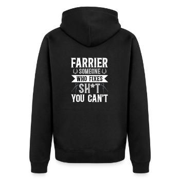 Farrier Horseshoe Horseshoeing - Unisex Premium Organic Zip Hoodie - black - Back - Nico (187cm)