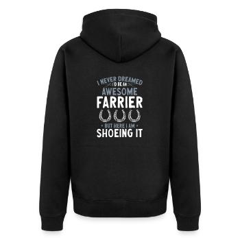 Farrier Horseshoe Horseshoeing - Unisex Premium Organic Zip Hoodie - black - Back - Nico (187cm)