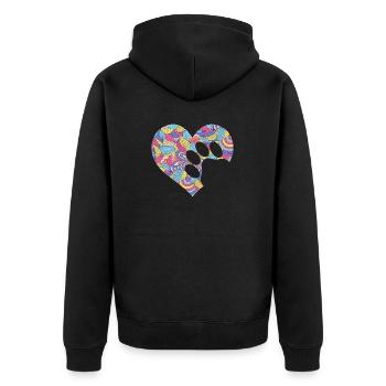 Colorful Paw Heart Fun Animal Pawprint Veterinary - Unisex Premium Organic Zip Hoodie - black - Back - Nico (187cm)