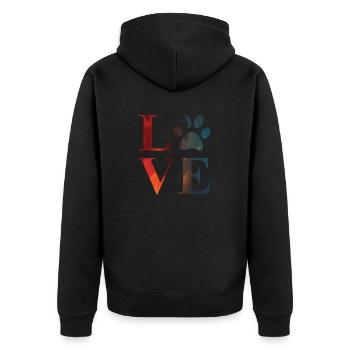 Love Paw Colorful Funny Dog Pawprint Animal Lover - Unisex Premium Organic Zip Hoodie - black - Back - Nico (187cm)