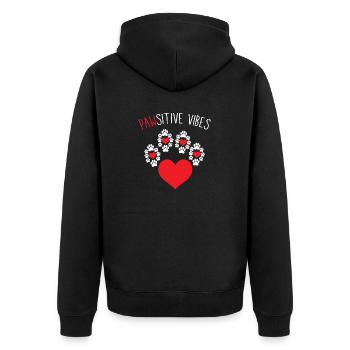 Pawsitive Vibes Cute Pawprints And Hearts Animal - Unisex Premium Organic Zip Hoodie - black - Back - Nico (187cm)