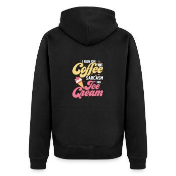 I Run On Coffee Sarcasm And Ice Cream Summer Scoop - Unisex Premium Bio Zip Hoodie - Schwarz - Hinten - Nico (187cm)