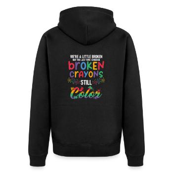 Broken Crayons Still Color Mental Health Awareness - Unisex Premium Bio Zip Hoodie - Schwarz - Hinten - Nico (187cm)
