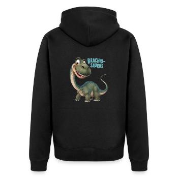 DINOSAURS, BRACHIO SAURUS - Unisex Premium Organic Zip Hoodie - black - Back - Nico (187cm)
