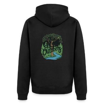 DIE FREIE NATUR - Unisex Premium Bio Zip Hoodie - Schwarz - Hinten - Nico (187cm)