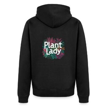 PFLANZEN-LADY - Unisex Premium Bio Zip Hoodie - Schwarz - Hinten - Nico (187cm)