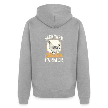 Hühnerzüchter Hahn Henne Hinterhof Hühner - Unisex Premium Bio Zip Hoodie - Grau meliert - Hinten - Nico (187cm)