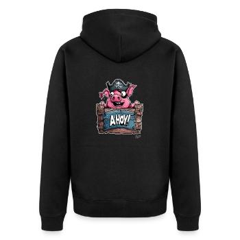 Drôle de pirate cochon, Ohé ! - Veste à capuche bio Premium Unisexe - noir - Dos - Nico (187cm)