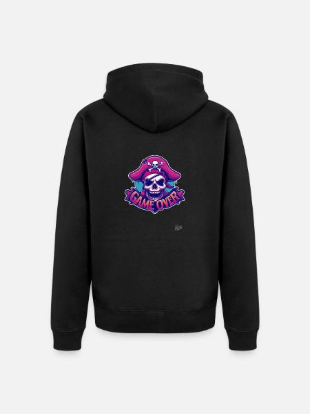 Game Over: Pirate Skull - Unisex Premium Organic Zip Hoodie - black