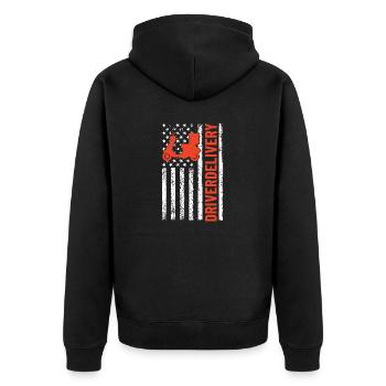 Lieferfahrer USA Flagge Lustig Lieferung Patriotisch - Unisex Premium Bio Zip Hoodie - Schwarz - Hinten - Nico (187cm)