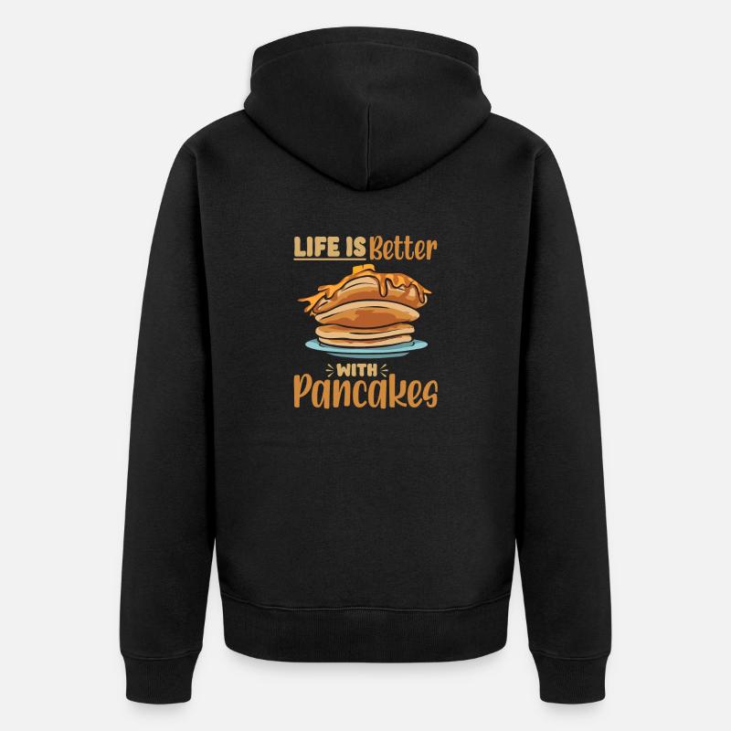 Pancake Frühstück Pfannkuchen - Unisex Premium Bio Zip Hoodie - Schwarz