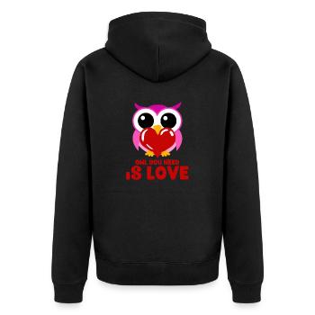 Hibou dont vous avez besoin est l’amour drôle mignon coeur de hibou rose - Veste à capuche bio Premium Unisexe - noir - Dos - Nico (187cm)
