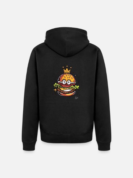 King with a Crown Burger - Unisex Premium Organic Zip Hoodie - black